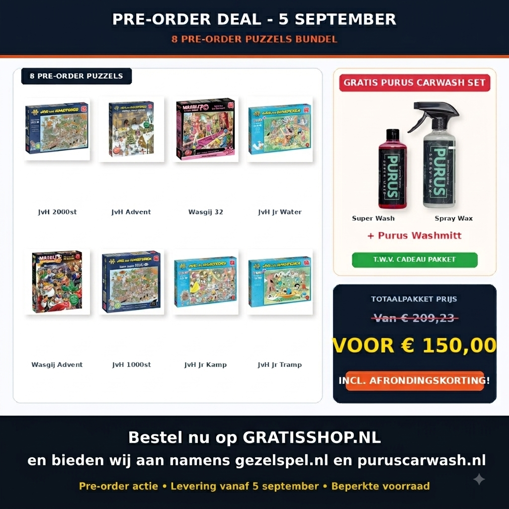 SUPERDEAL! Alle 8 pre-order puzzels voor 5 september 2026 met korting en GRATIS artikelen